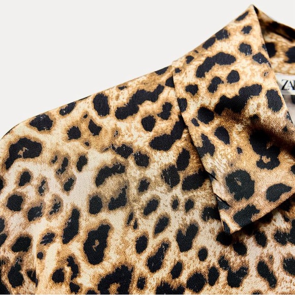 ZARA WOMAN COLLECTION ANIMAL PRINT LEOPARD SHIRT - Picture 3 of 5